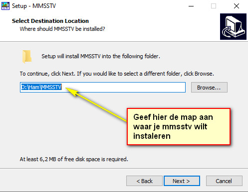 Selecting the MMSSTV installation folder