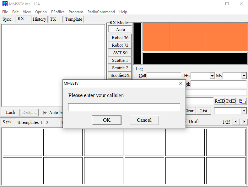 MMSSTV first start asking for callsign