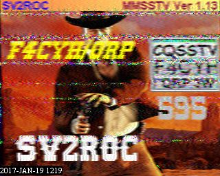 SSTV image from SV2ROC Tony received by F4CYH