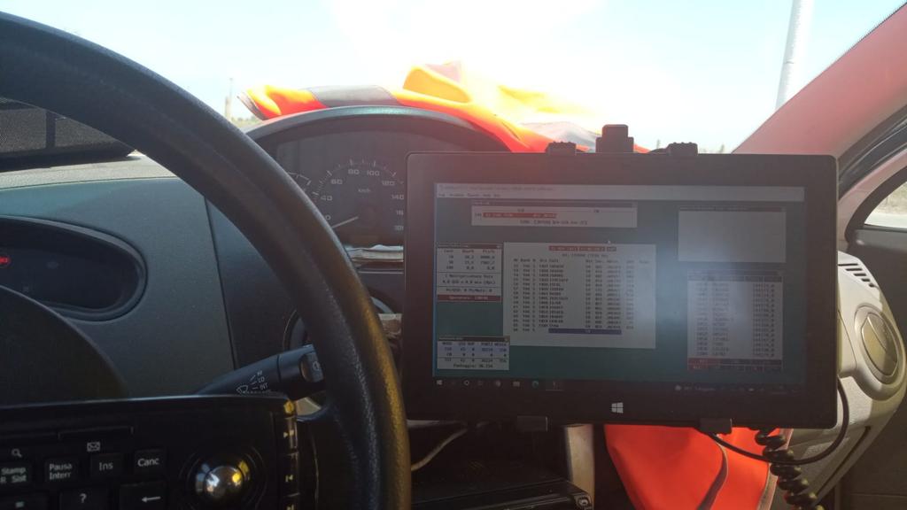 Computer display used inside the IU0FBK mobile radio station