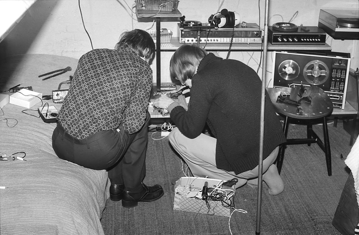 Radio equipment being built and tested during the 1970s